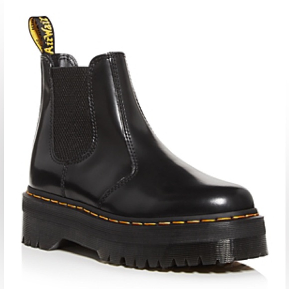 Dr Martens 2976 Quad Platform Chelsea Boots Womens 11 Mens 10 Black Leather New - Picture 3 of 12